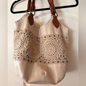 The Sak Cream Crochet Accent Women's Bag